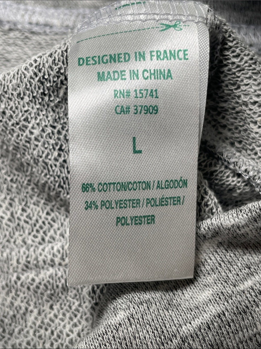 Lacoste Lacoste Women’s Heather Grey Lounge/Sleepwear Sweatshirt sz L - Picture 6 of 6